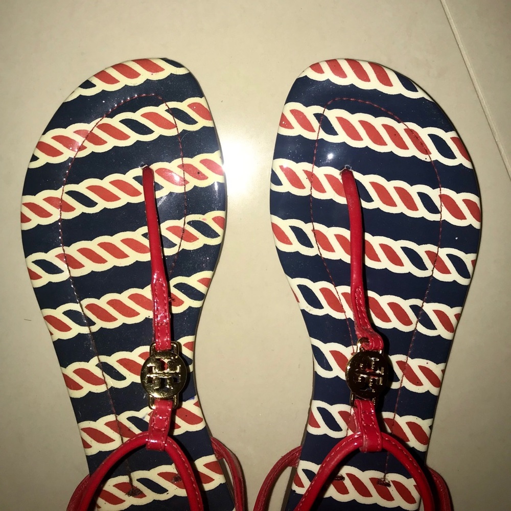 Tory Burch T-Strap Red Quilted Sandals